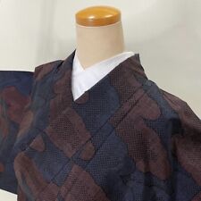 Oshima Tsumugi VINTAGE Japanese Kimono Silk tumugi ANTIQUE LADIES KIMONO 1741 picture