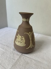 Wedgwood Lovely Vintage Pink Jasperware Neoclassical Greek Cameo Bud Vase 5” picture