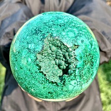 4.96LB Top Rare Natural Malachite quartz hand Carved sphere Crystal Healing picture