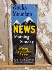 VINTAGE ROCKY MOUNTAIN NEWS PORCELAIN SIGN OLD NEWSPAPER PRESS DENVER COLORADO picture