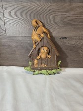 VTG 70s Homco Plaque Chipmunks in Birdhouse Made in USA picture