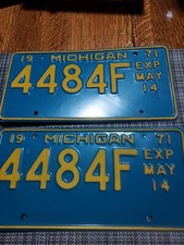 1971 Pair Of Matched Michigan License Plates picture