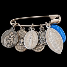Vintage Catholic Medals Lot 7 Dymphna Lourdes France Germany Italy Stamped JB picture