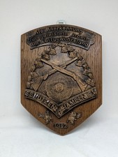 Vintage 1982 Carved Wood Shooting Club Award Plaque Schutzen-V. Hameln Rifles picture