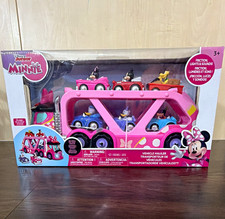 Disney Junior Minnie Mouse Vehicle Hauler & 6 Pullback Cars Lights & Sounds NIB picture