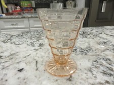VTG Anchor Hocking Pink Depression Glass Footed Tumbler Block Optic Tumbler picture