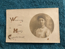 RPPC Wishing a Merry Christmas Postcard Clara Leyrer Unionville Michigan c1910 picture