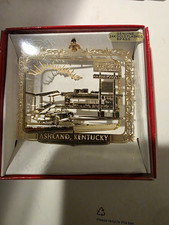 Nation's Treasures Ashland Kentucky 24K Gold Flashed Brass Plate Ornament w/Box picture