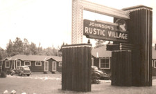 Houghton Lake Michigan Johnsons Rustic Village RPPC Postcard Restaurant Hotel picture