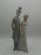 VTG. German GDR Crown Mark Porcelain Figurine Woman & Man ( 11'' tall) picture