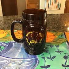 VTG South Shore Rod Run South Jersey Street Rod Association AMBER GLASS BEER MUG picture