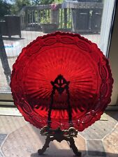 4 Vintage Avon Cape Cod Ruby Red Glass Dinner Plates picture