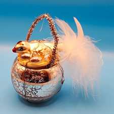 Antique 1920's German Mercury Glass Christmas Ornament wire wrapped bird nest picture
