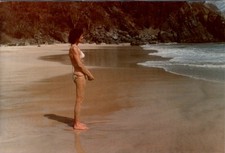 1970s Barefoot Woman Baja Desert Coast Beach Snapshot Photograph 35mm Film picture