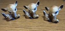 Vintage Japan Miniature Spotted Deer Fawn Figurine Retro MCM Set of 3 picture