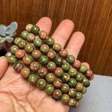 5Pcs Wholesal Natural Polish Unakite stone bracelets Crystal ball 8mm A3423 picture
