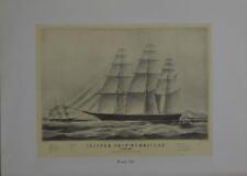 Vintage Currier & Ives Art Print Clipper Ship Hurricane Dartmouth Wal Art 1942 picture