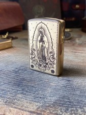 Holy Mother & Santa Muerte | Brass Armor Zippo | Made in USA picture