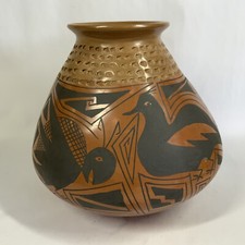 Vintage Mata Ortiz Polychrome Pottery Signed Genoveva Sandoval Animals Birds picture