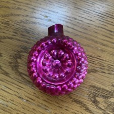 Vtg Glass Double Indent Bumpy OVAL Christmas Ornament Shiny Brite HOT PINK Read picture