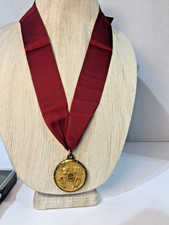 Vintage Antq Fraternal Masonic Bronze Medal Pin Badge Pendant & Case Jostens S3 picture