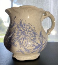 VTG FORD CHINA CO Victor Pattern Bulbous Body Creamer Pitcher Blue Floral Print picture
