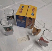 Vintage 1983 Spencer Gifts Sip 'N Strip Fantasy Drinking Glasses Set Of 4 READ picture