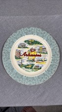 Vintage Arkansas Souvenir Plate State Landmarks Map Gold Trim Decorative 9-1/2 picture