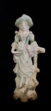 Vintage Hand Painted Fleetwood Porcelain Colonial Lady with Dove Figurine picture