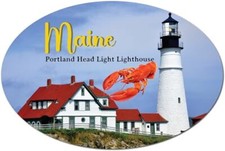 Magnet Me Up Maine Portland Head Light Lighthouse and Lobster Oval Magnet Decal picture