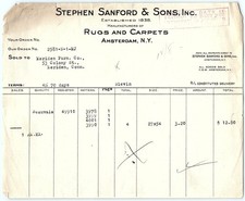 1928 Stephen Sanford & Sons Rugs & Carpets Billhead picture
