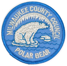 Vintage Polar Bear Award Milwaukee County Council Patch WI Dark Blue Version picture