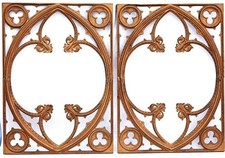 Two Antique Bronze Gothic Revival Architecture Panels picture