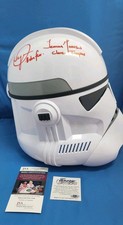 Temuera Morrison & Daniel Logan  Signed  Clone Trooper Helmet Star Wars JSA  picture
