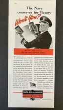 1943 Cutler-Hammer Motor Control The Navy Conserves for Victory Vintage Print Ad picture