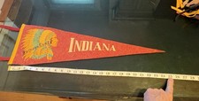 Vintage Indiana Felt Pennant 24” Native American Headdress Indian Souvenir picture