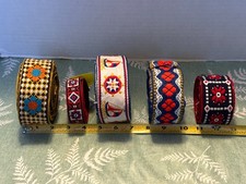 Fabric Trim Woven Boho Hippie Vintage 1970s Wide Fabric Trim Lot #7 Over 17 Yds picture
