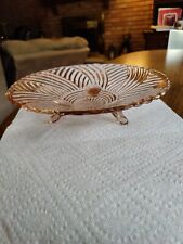 Anchor Hocking Pink  Depression Glass Geometric Prismatic Swirl Footed Bowl 10