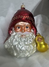Large Radko JOLLY ELF Ornament Santa Red Hooded Face star 6” & Duck Bonus Lot picture