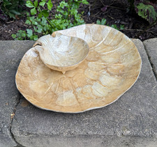 2~VTG Capiz Shell Clam Chip & Dip Serving Set Coastal MCM Mermaidcore Hollywood picture
