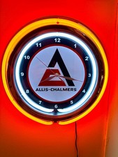 Allis Chalmers Farm Tractors Barn ManCave Store Orange Neon Style LED Clock Sign picture