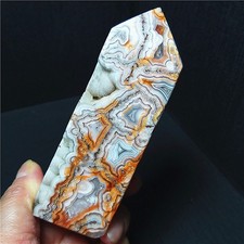 RARE 217G Natural Polished Mexican Banded Agate Geode Wand Point Healing A4995 picture