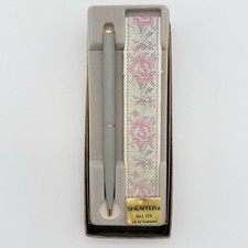 Vintage Sheaffer White Dot Fashion Ballpoint Pen Pastel Blue Rose Tapestry Case picture