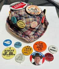 Vintage Pin Collection Hat 28 Pinbacks picture