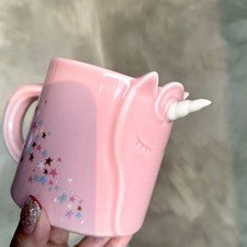Starbucks Pink Unicorn 3D Ceramic Mug with Star Patterns Collectible Coffee Cup picture