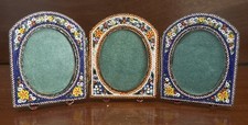 Vintage HTF Colorful Ornate Triple Three Micro Mosaic Picture Frame - Italy picture