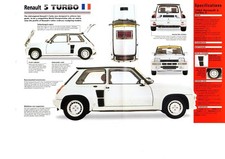 RENAULT 5 TURBO SPEC SHEET/Brochure:1986,1985,1984,1983 picture