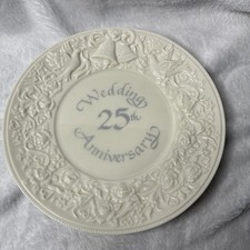 Vintage Russ Berrie 25th Wedding Anniversary Plate Doves Bells 8