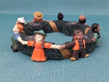 Vintage Resin Candle Holder Ring of 8 Children from Around the World 7.5