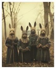 CREEPY HALLOWEEN CHILDREN IN EASTER BUNNY CULT SCARY 8X10 FANTASY PHOTO picture
